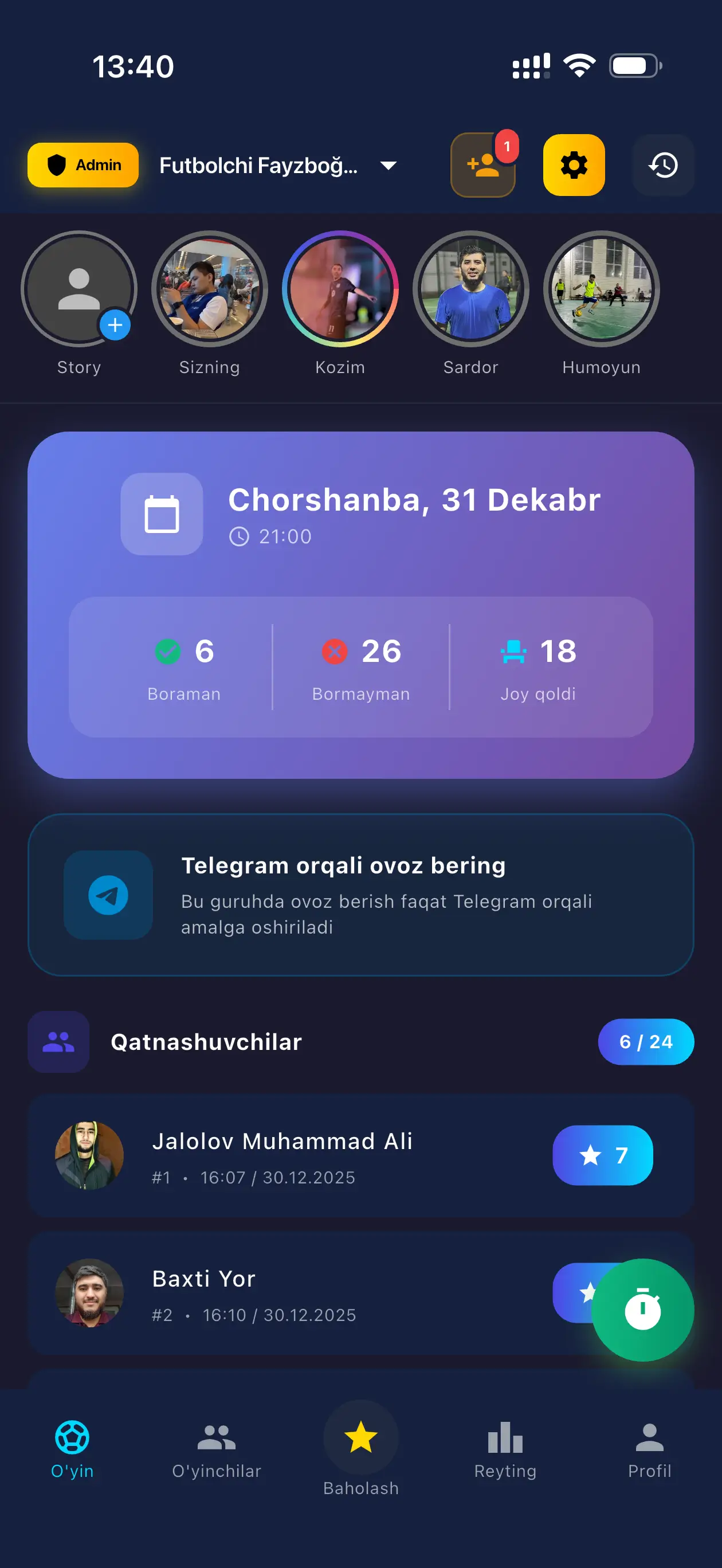 Playmatch - Guruh boshqarish